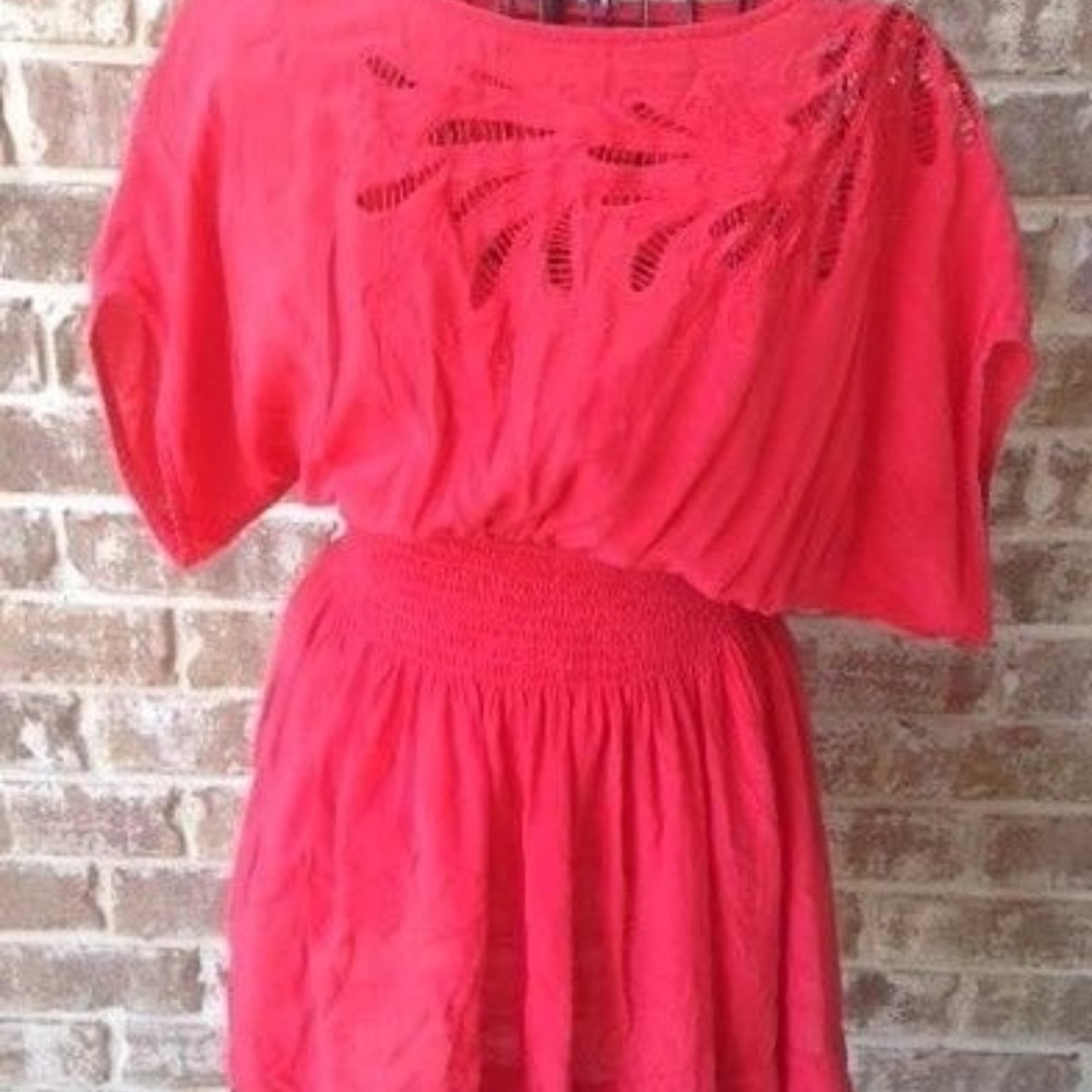 Forever 21 Dress Juniors 100% Silk Coral EUC